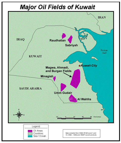Kuwait Oilfields Map