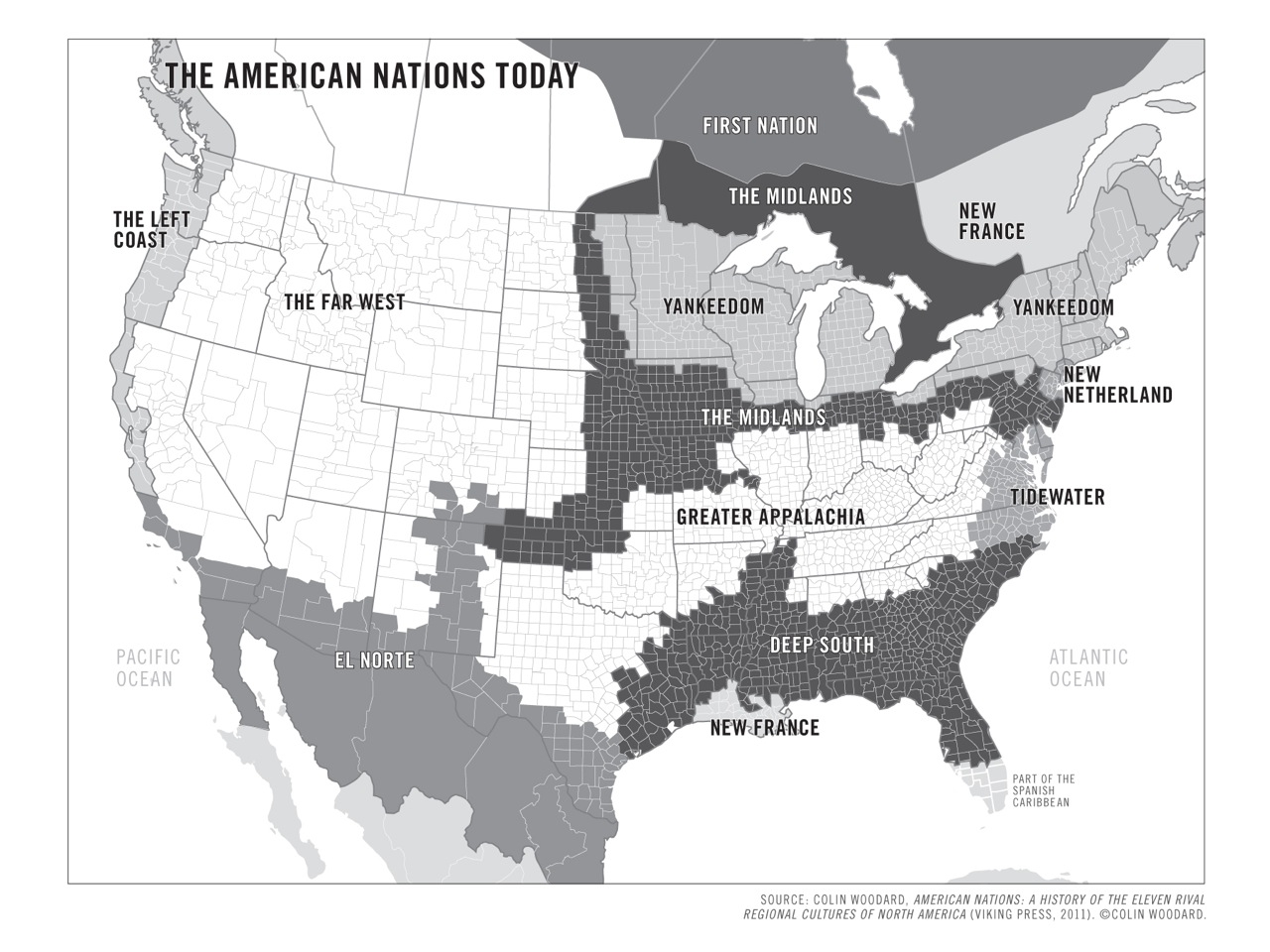 Eleven American Nations Map